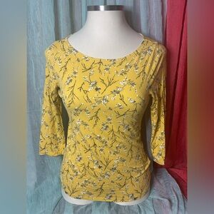 Ann Taylor Mustard Floral Blouse